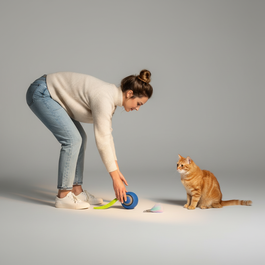 Interactive Rolling Cat Ball Toy with Removable Tail, USB Rechargeable, Random Motion
