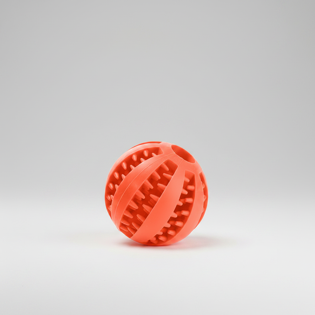 Treat Dispensing Dog Ball for Small to Medium Dogs, Textured TPR Rubber, 5 cm