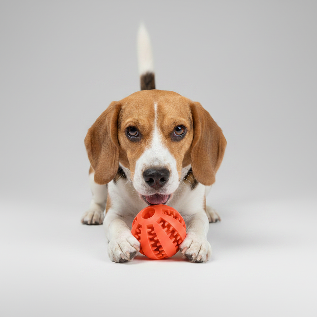 Treat Dispensing Dog Ball for Small to Medium Dogs, Textured TPR Rubber, 5 cm