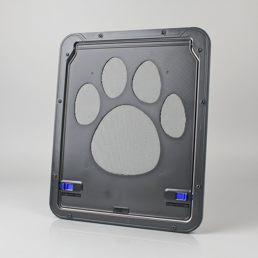 Lockable Pet Screen Door for Cats & Small Dogs, 4-Way Locking Flap for Mesh Screens