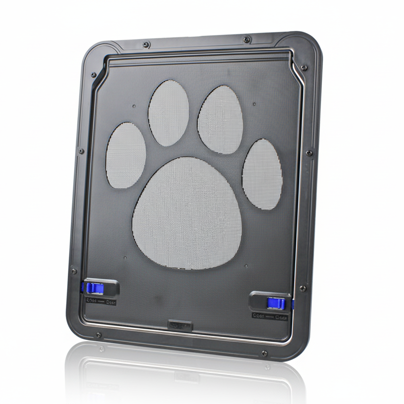 Lockable Pet Screen Door for Cats & Small Dogs, 4-Way Locking Flap for Mesh Screens