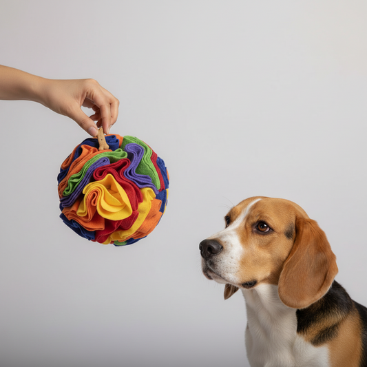 Snuffle Ball Treat Toy for Dogs & Cats, Soft Fleece Foraging Ball, Machine Washable