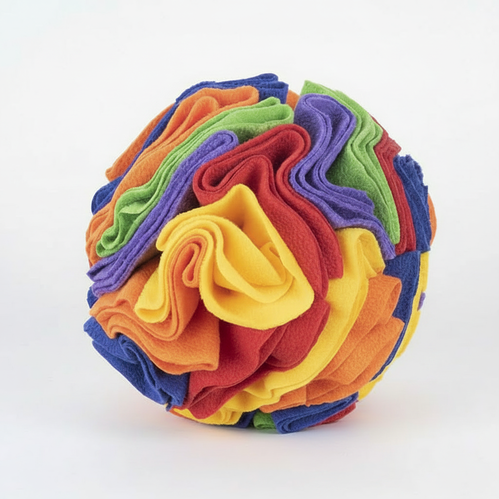 Snuffle Ball Treat Toy for Dogs & Cats, Soft Fleece Foraging Ball, Machine Washable