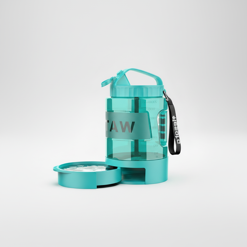 2.2L Dog Travel Water Bottle with Attached Drinking Cup and Flip-Lock Lid for Hiking