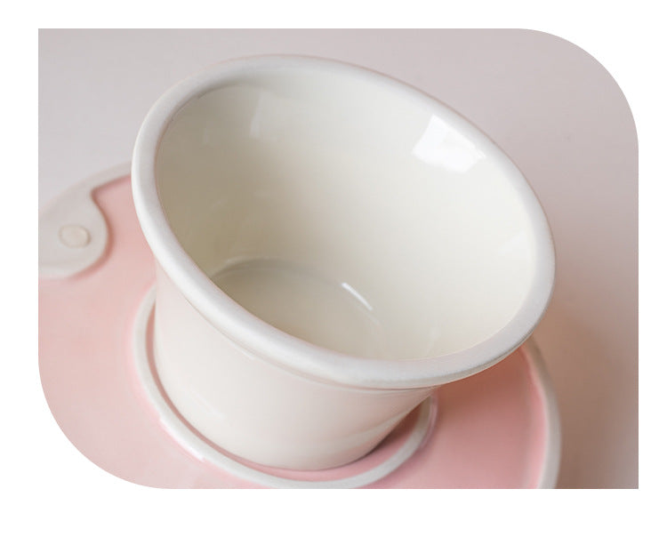 Raised Ceramic Slow Feeder Bowl for Cats & Small to Medium Dogs, Anti-Slip Base