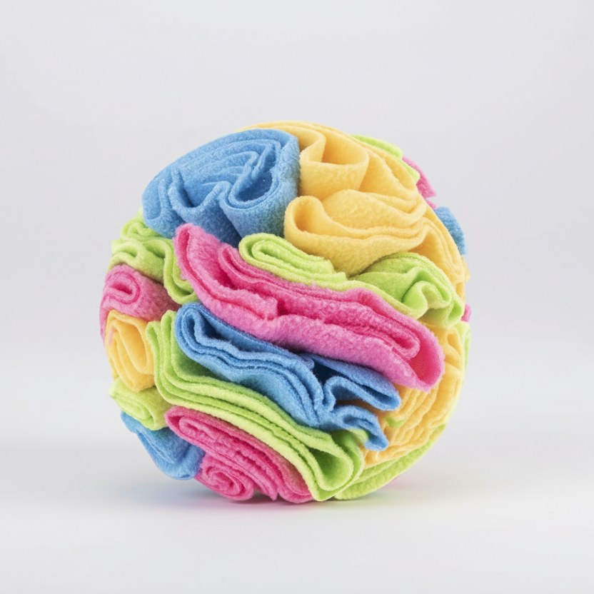Snuffle Ball Treat Toy for Dogs & Cats, Soft Fleece Foraging Ball, Machine Washable