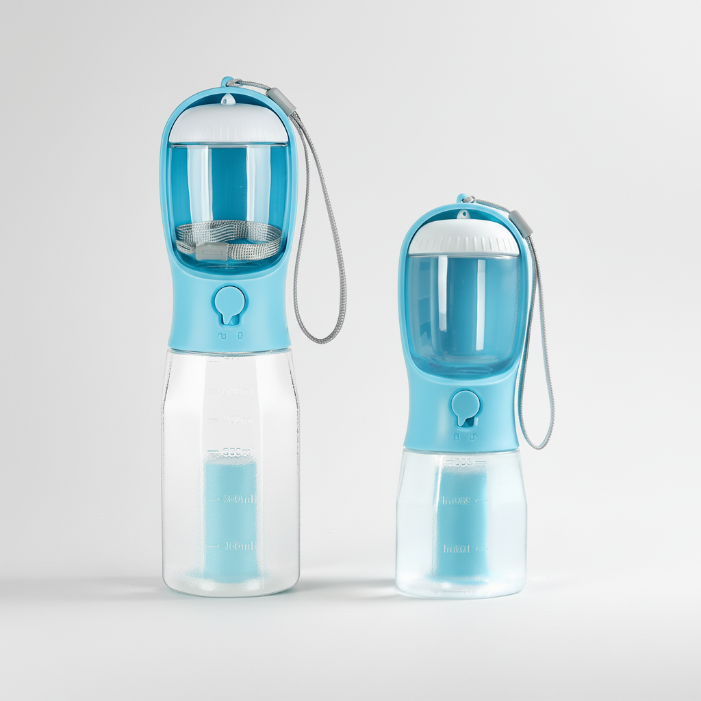 Portable Dog Water Bottle with Temperature Indicator for Walks & Hiking, 300ml or 600ml