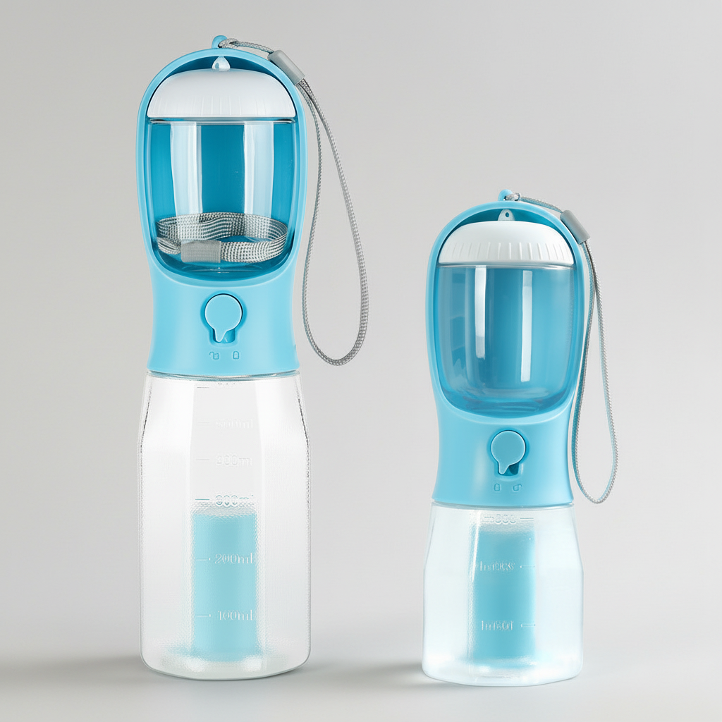 Portable Dog Water Bottle with Temperature Indicator for Walks & Hiking, 300ml or 600ml
