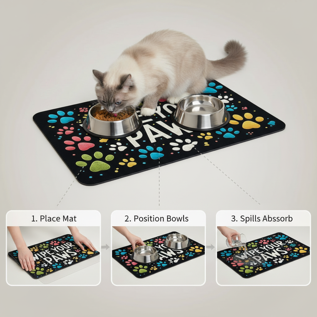 Quick-Dry Diatom Mud Pet Feeding Mat for Dogs & Cats, Absorbent and Anti-Slip
