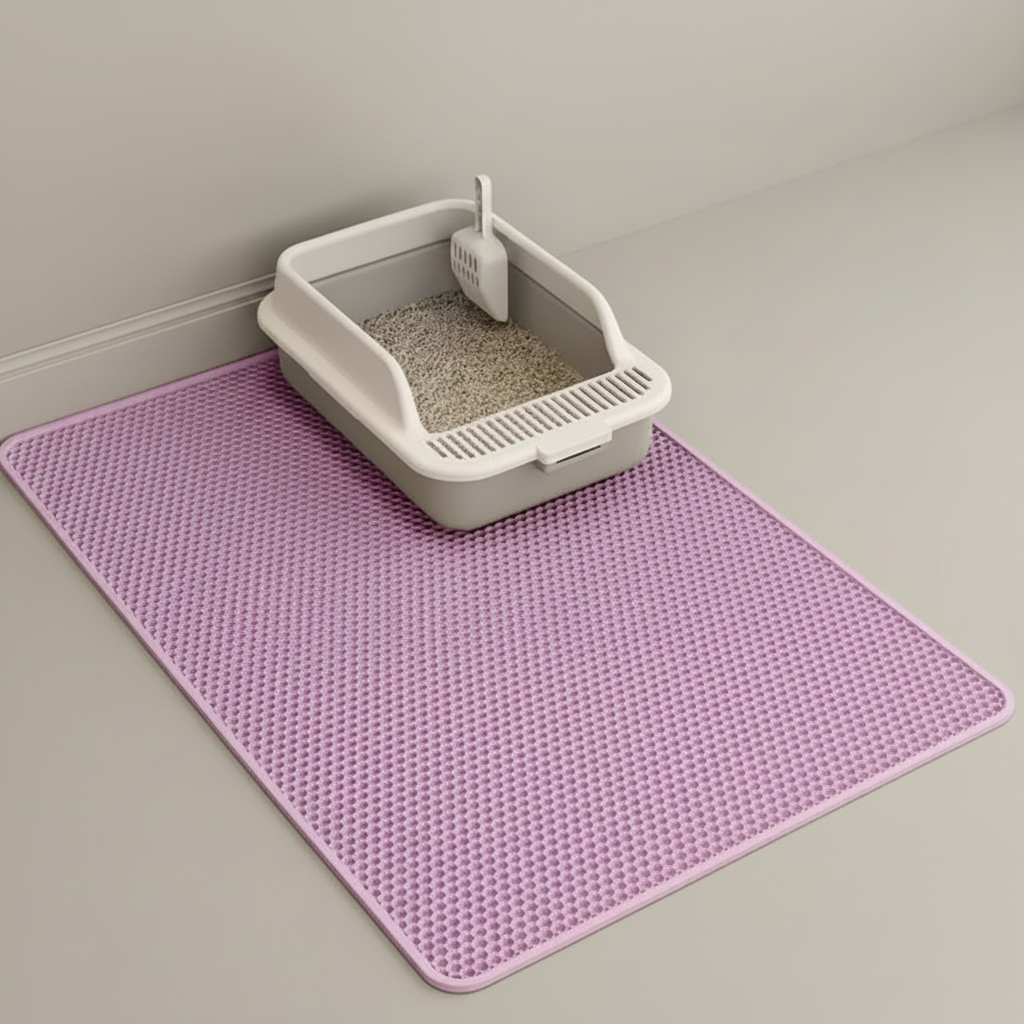 Double-Layer Honeycomb Cat Litter Mat, Waterproof EVA, Foldable, Traps Scattered Litter