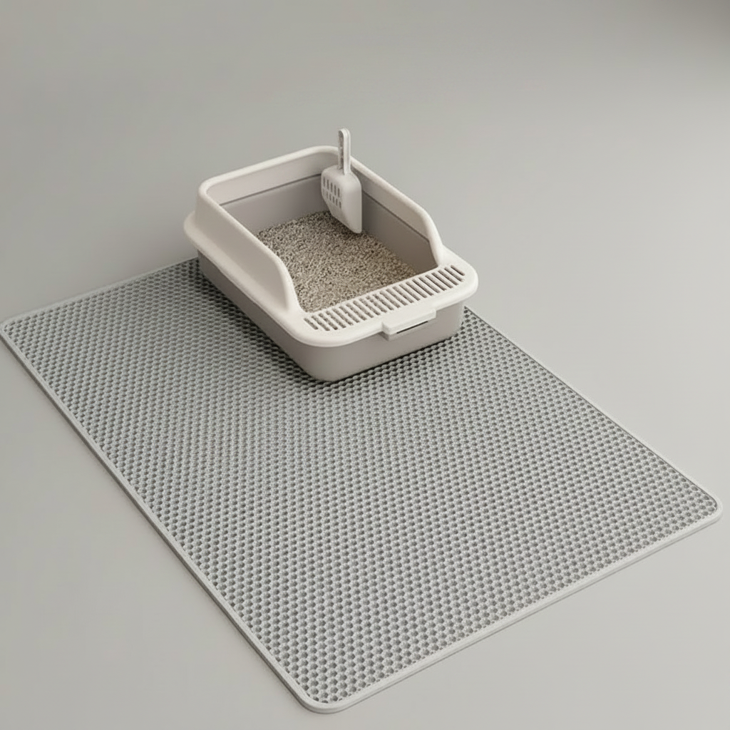 Double-Layer Honeycomb Cat Litter Mat, Waterproof EVA, Foldable, Traps Scattered Litter