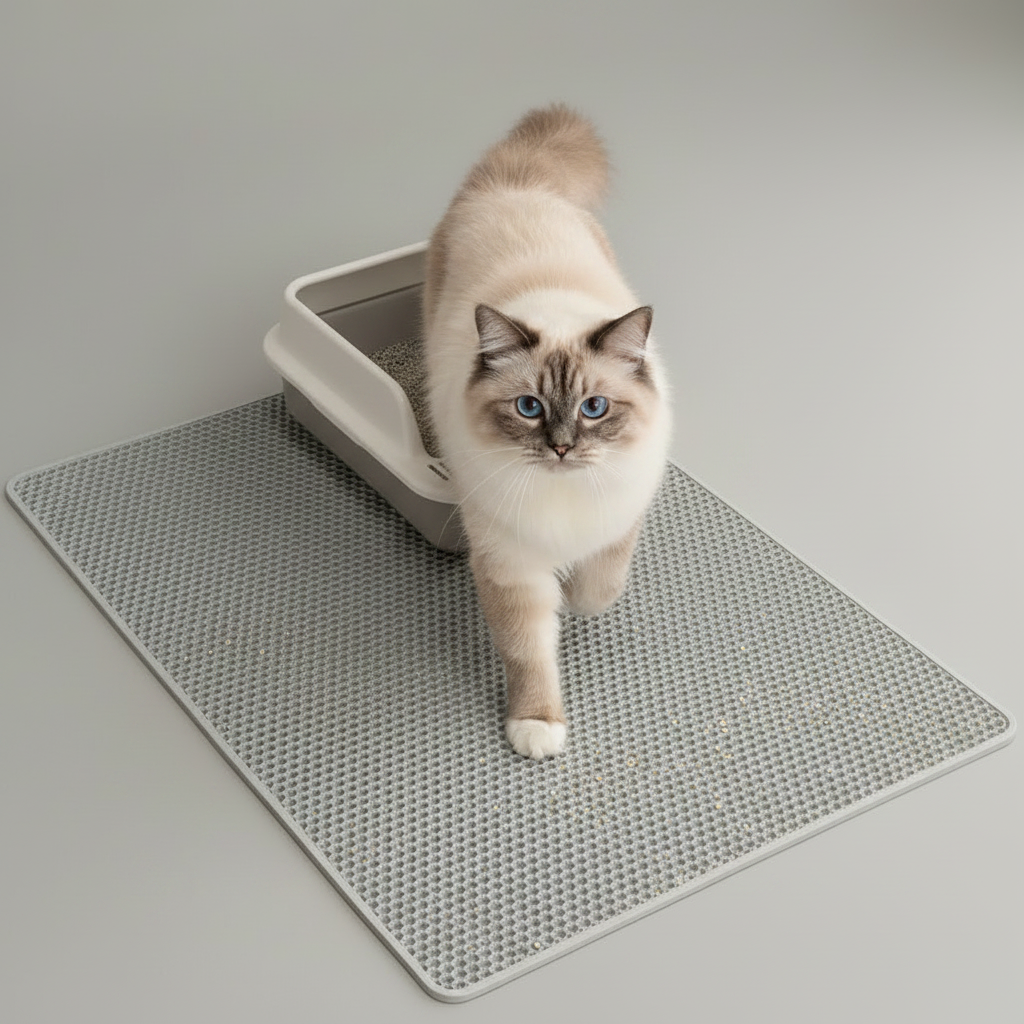 Double-Layer Honeycomb Cat Litter Mat, Waterproof EVA, Foldable, Traps Scattered Litter