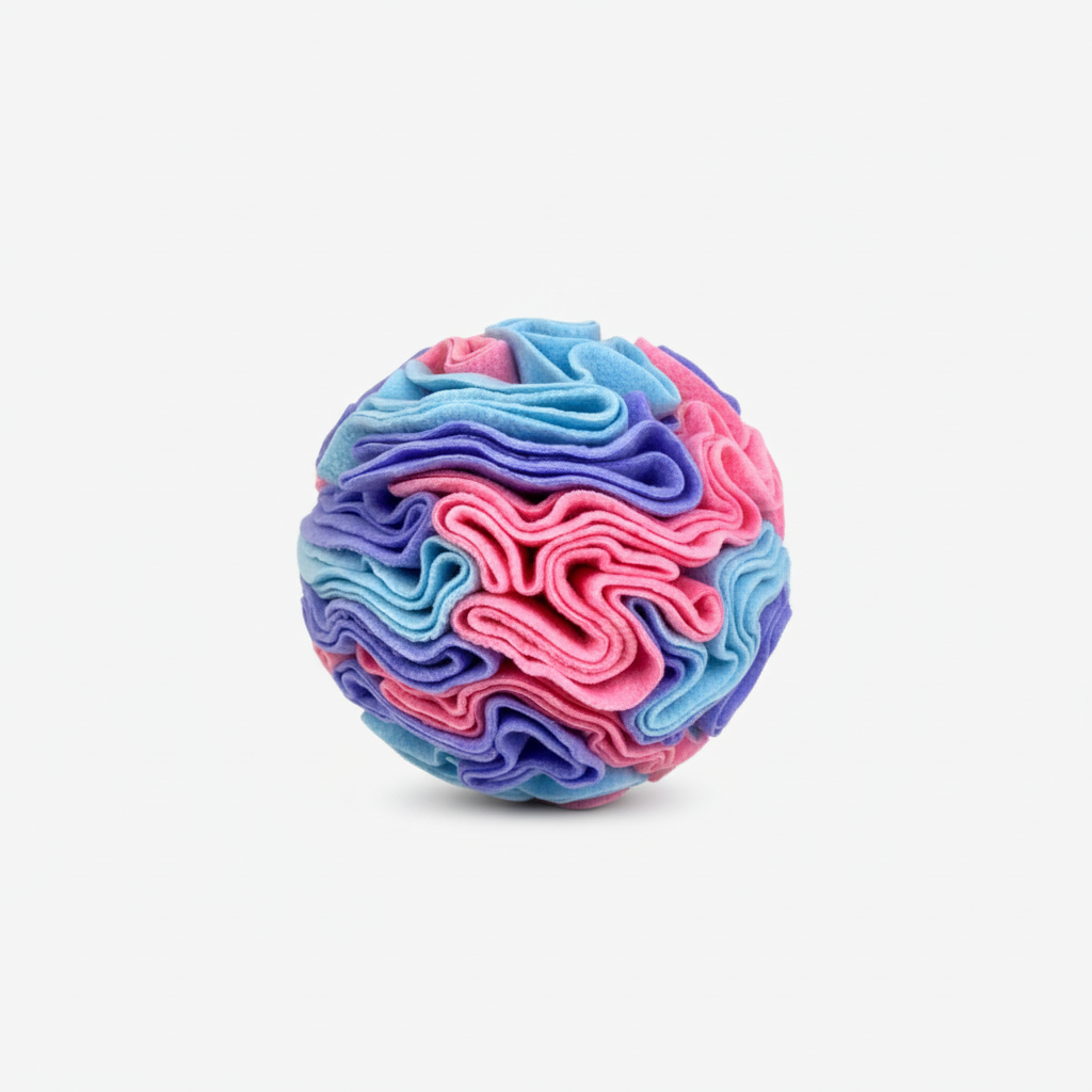 Snuffle Ball Treat Toy for Dogs & Cats, Soft Fleece Foraging Ball, Machine Washable