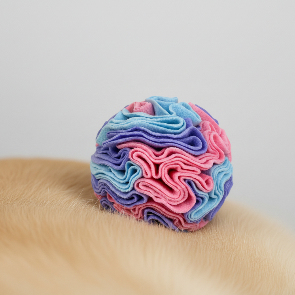 Snuffle Ball Treat Toy for Dogs & Cats, Soft Fleece Foraging Ball, Machine Washable