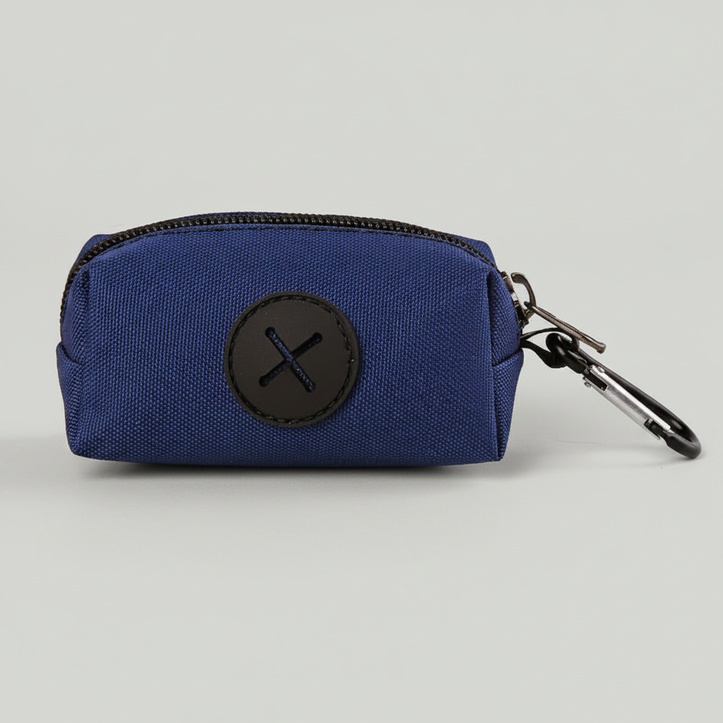 Canvas Dog Walking Pouch and Poop Bag Holder with Zipper and Metal Carabiner Clip