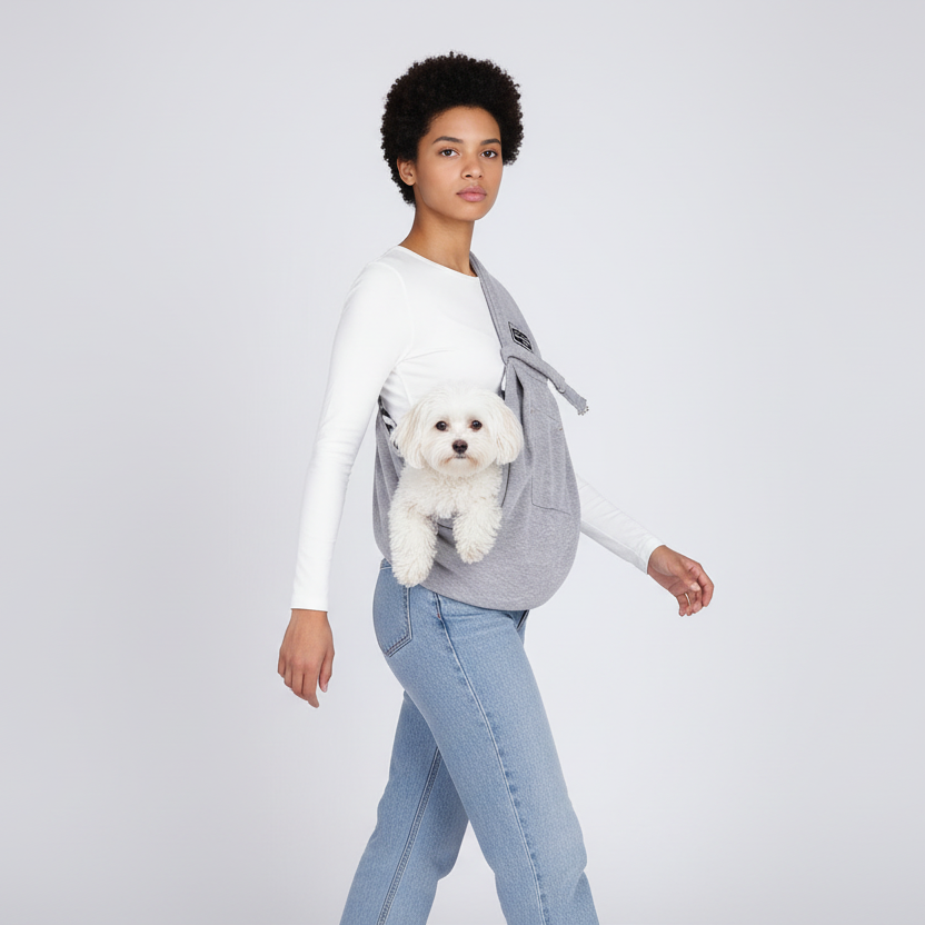Hands-Free Crossbody Pet Sling Carrier for Small Dogs & Cats up to 11 lbs, Breathable
