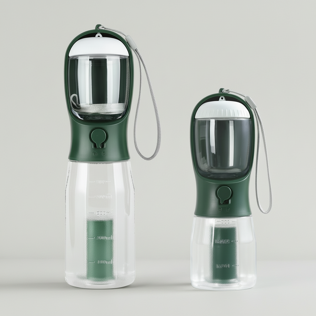 Portable Dog Water Bottle with Temperature Indicator for Walks & Hiking, 300ml or 600ml