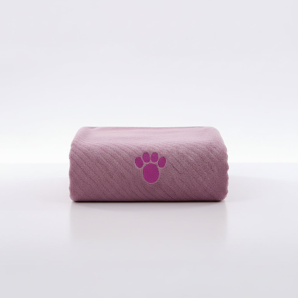 Quick-Dry Microfiber Pet Towel for Dogs & Cats, Absorbent Embroidered Bath Towel, 4 Sizes