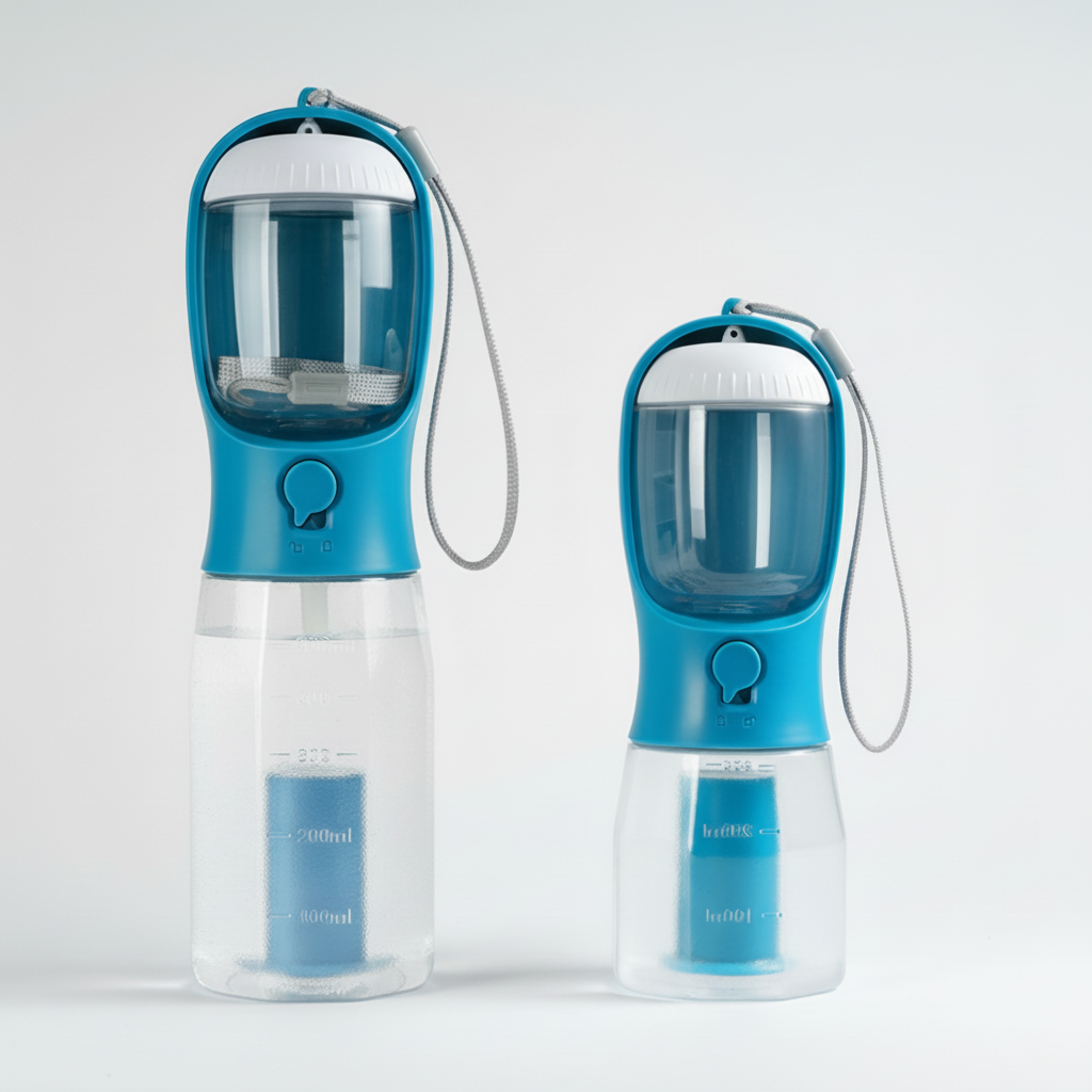 Portable Dog Water Bottle with Temperature Indicator for Walks & Hiking, 300ml or 600ml