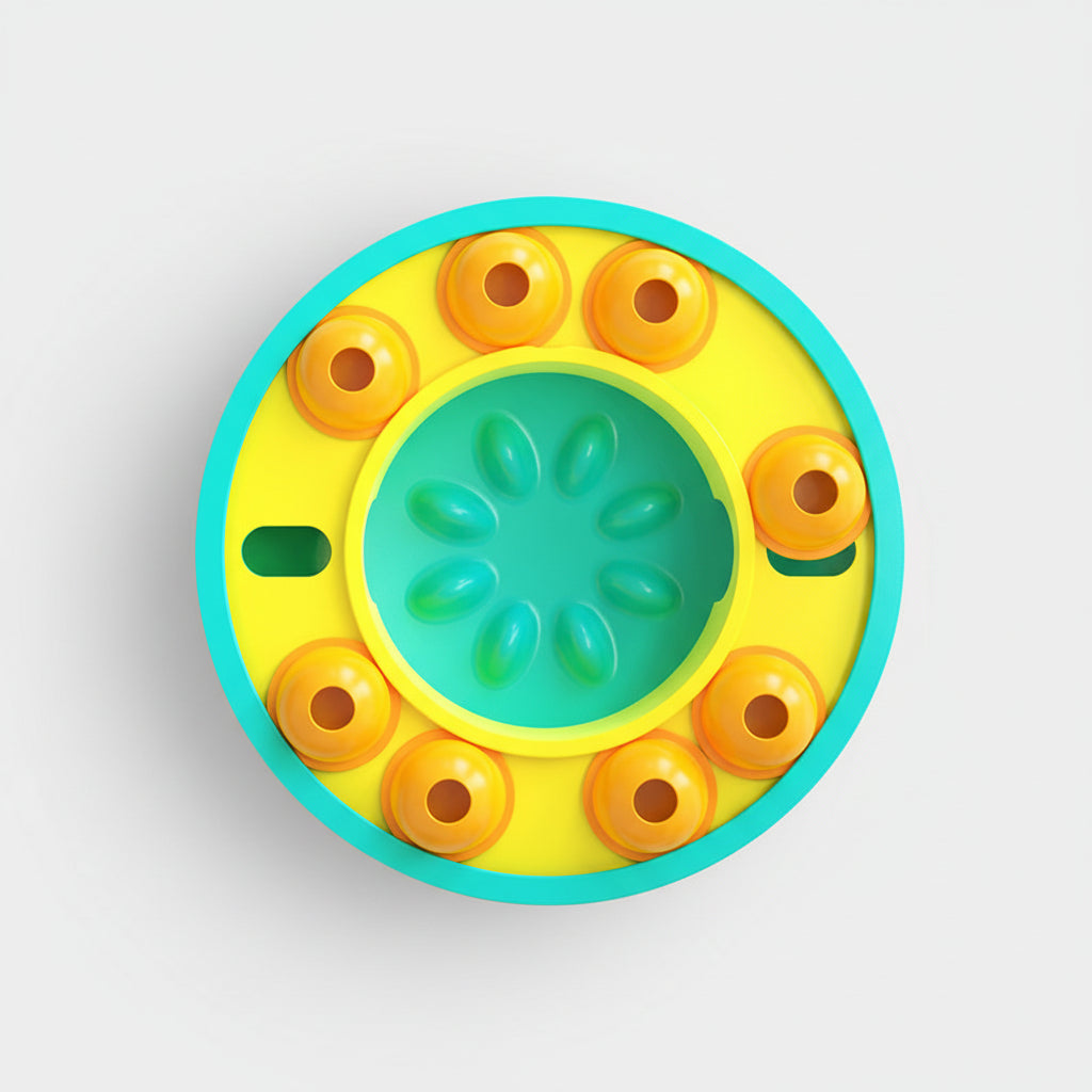 Interactive Puzzle Slow Feeder Plate for Dogs & Cats with Squeaker, Anti-Slip, 10 Inch