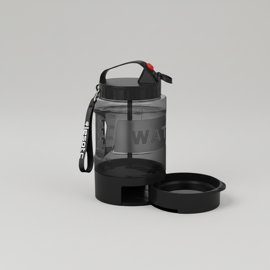 2.2L Dog Travel Water Bottle with Attached Drinking Cup and Flip-Lock Lid for Hiking
