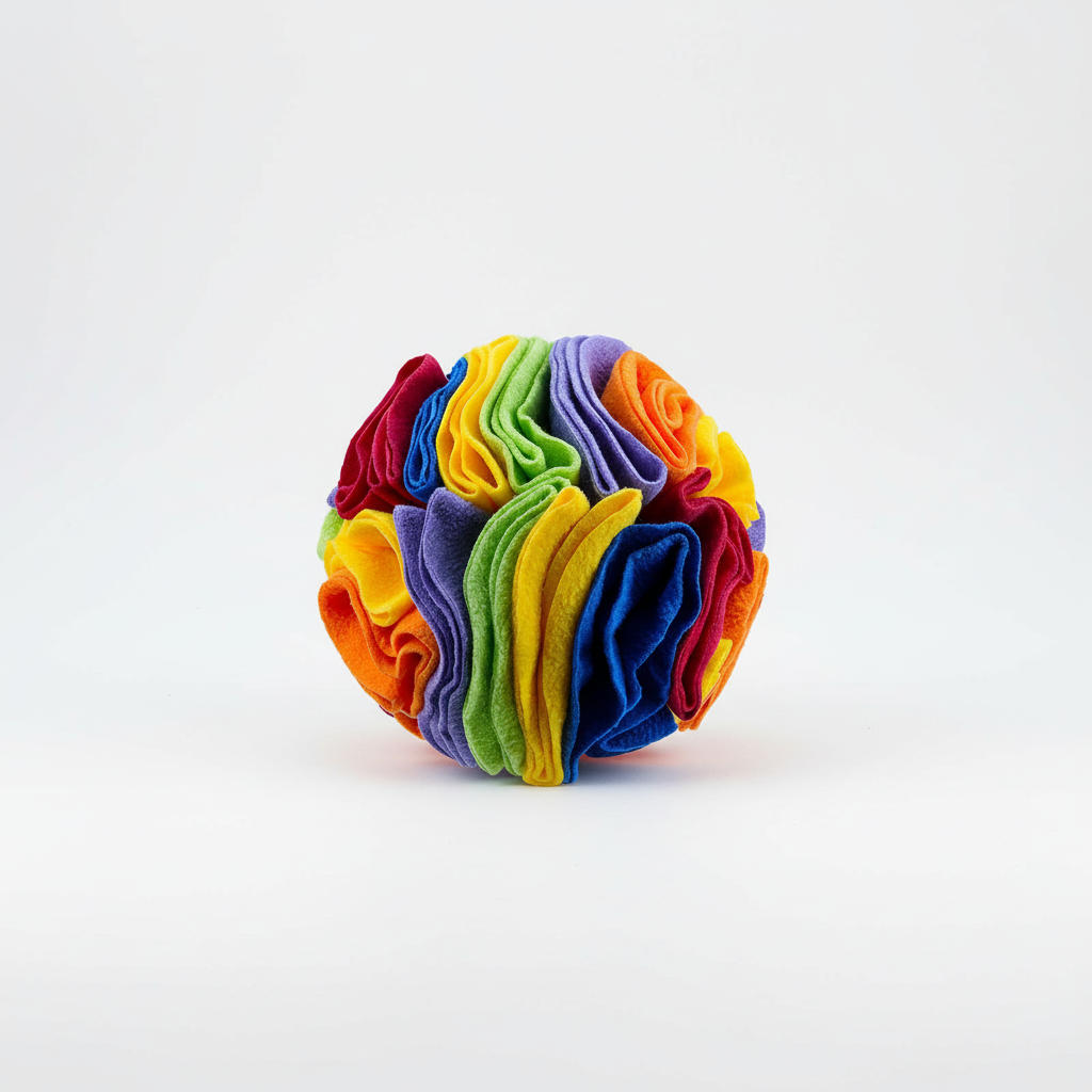 Snuffle Ball Treat Toy for Dogs & Cats, Soft Fleece Foraging Ball, Machine Washable