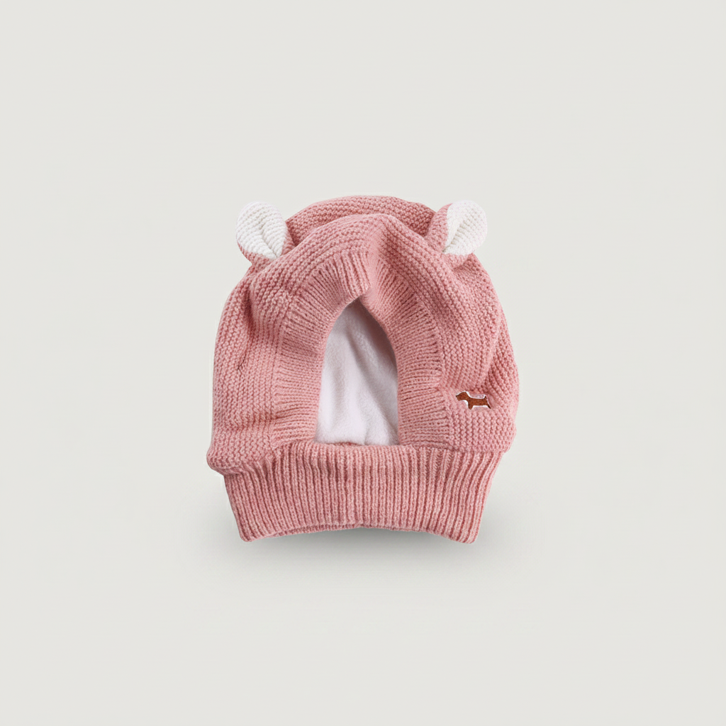 Warm Knitted Winter Dog Hat with Rabbit Ears for Large Dogs, Wind-Resistant Plush