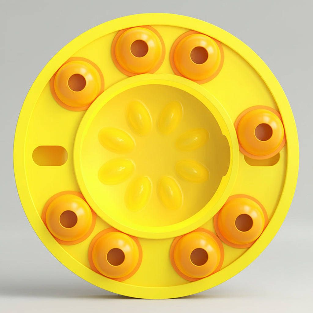 Interactive Puzzle Slow Feeder Plate for Dogs & Cats with Squeaker, Anti-Slip, 10 Inch