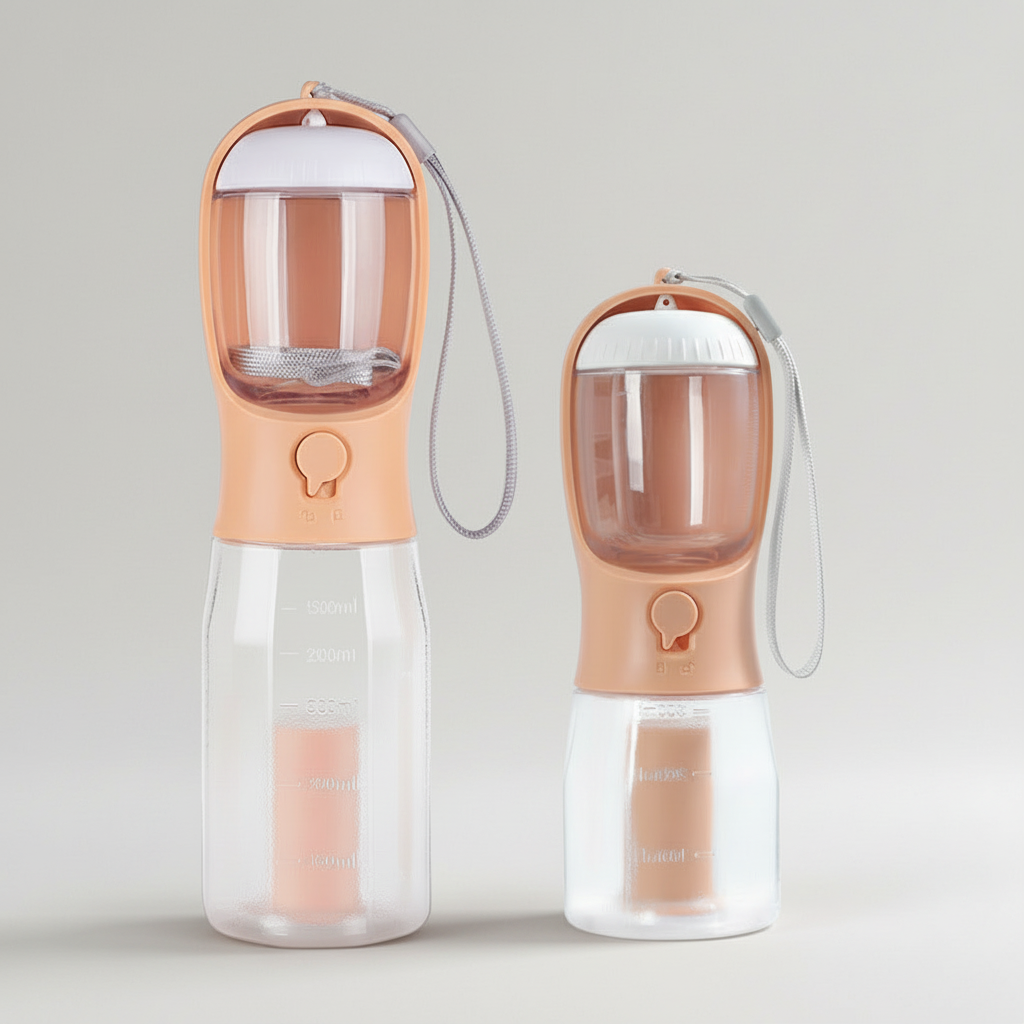 Portable Dog Water Bottle with Temperature Indicator for Walks & Hiking, 300ml or 600ml