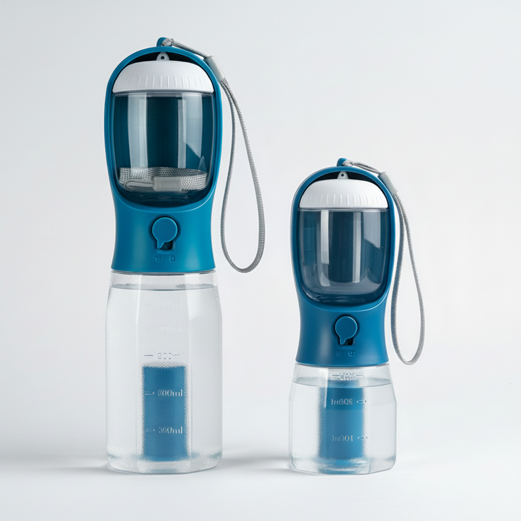 Portable Dog Water Bottle with Temperature Indicator for Walks & Hiking, 300ml or 600ml