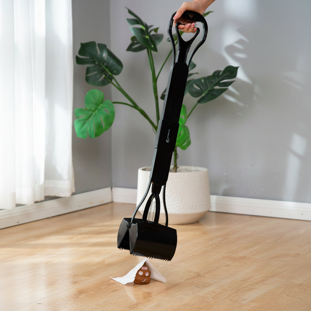 Mr. Peanut's 32-Inch Pooper Scooper for Dogs with Double Spring Jaws and Waste Bin