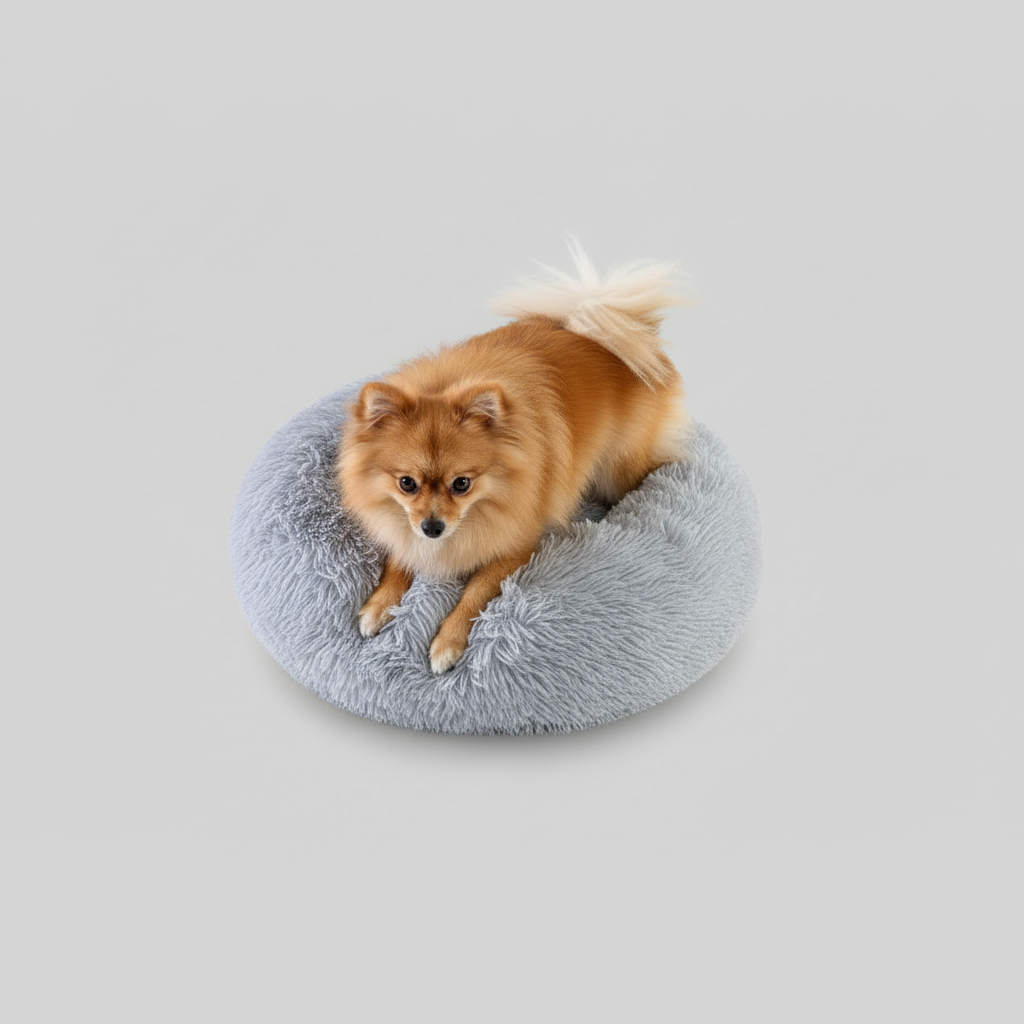 Plush Donut Pet Bed for Cats & Dogs with Raised Edges and Removable Cover, 40 to 70 cm