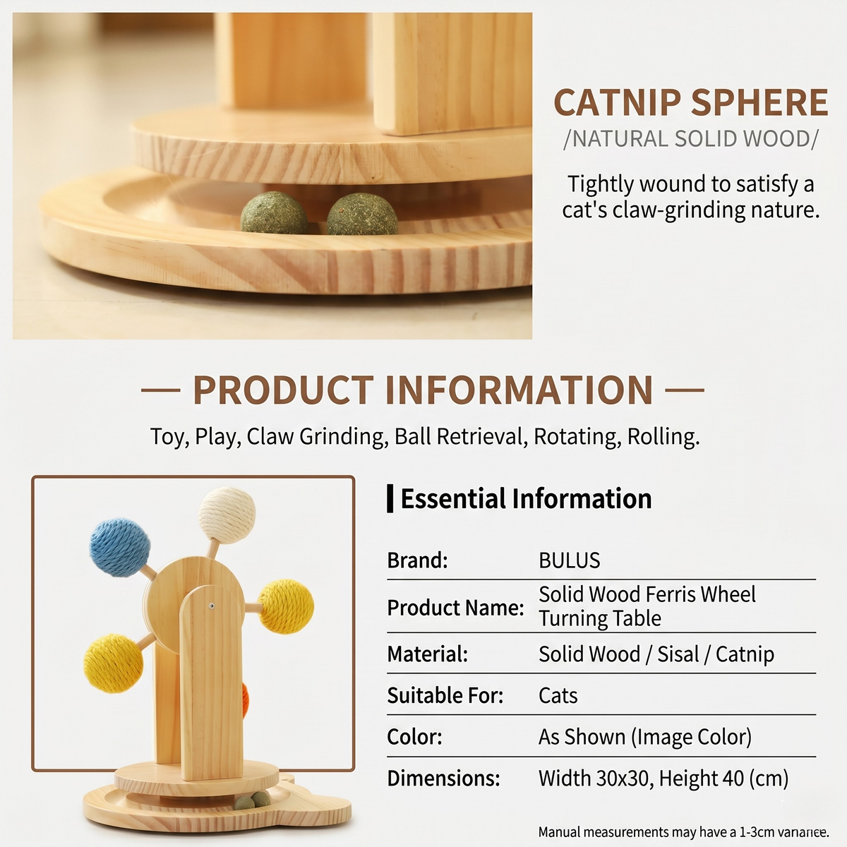 Rotating Ferris Wheel Cat Scratcher with Curved Corrugated Scratching Surface, 3 Styles