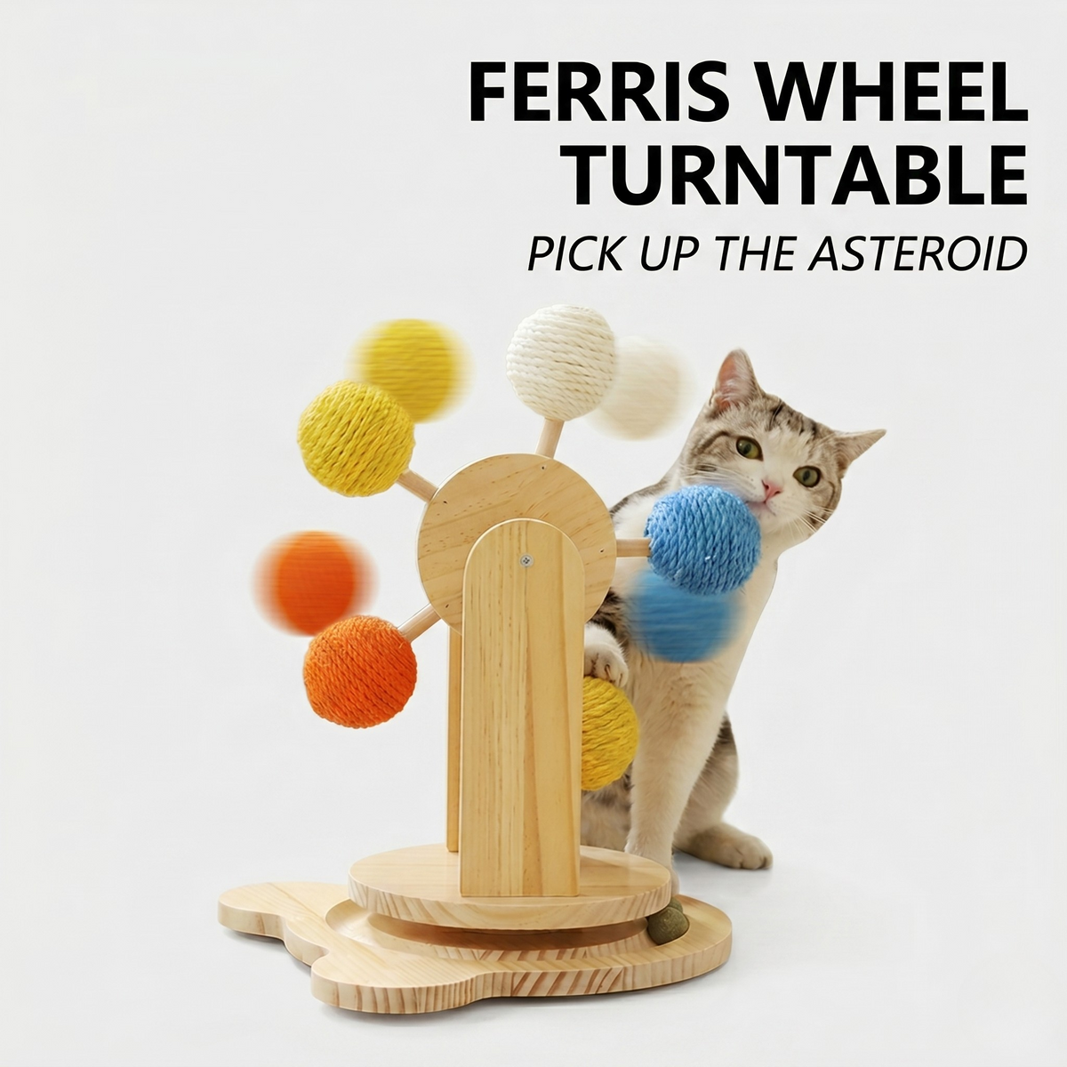 Rotating Ferris Wheel Cat Scratcher with Curved Corrugated Scratching Surface, 3 Styles