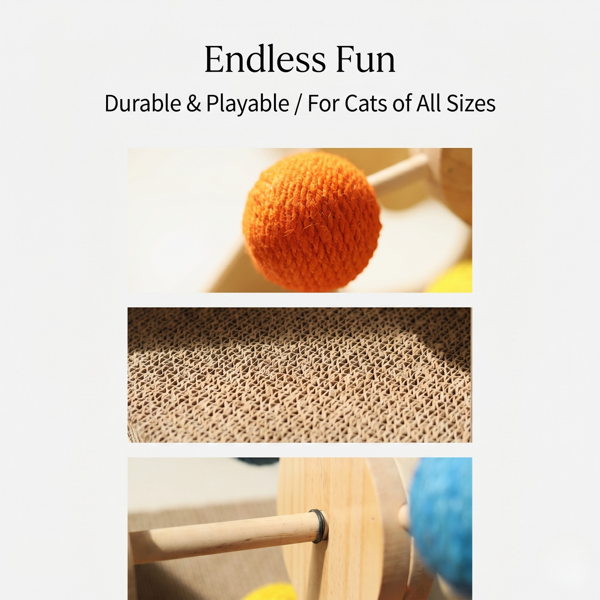 Rotating Ferris Wheel Cat Scratcher with Curved Corrugated Scratching Surface, 3 Styles