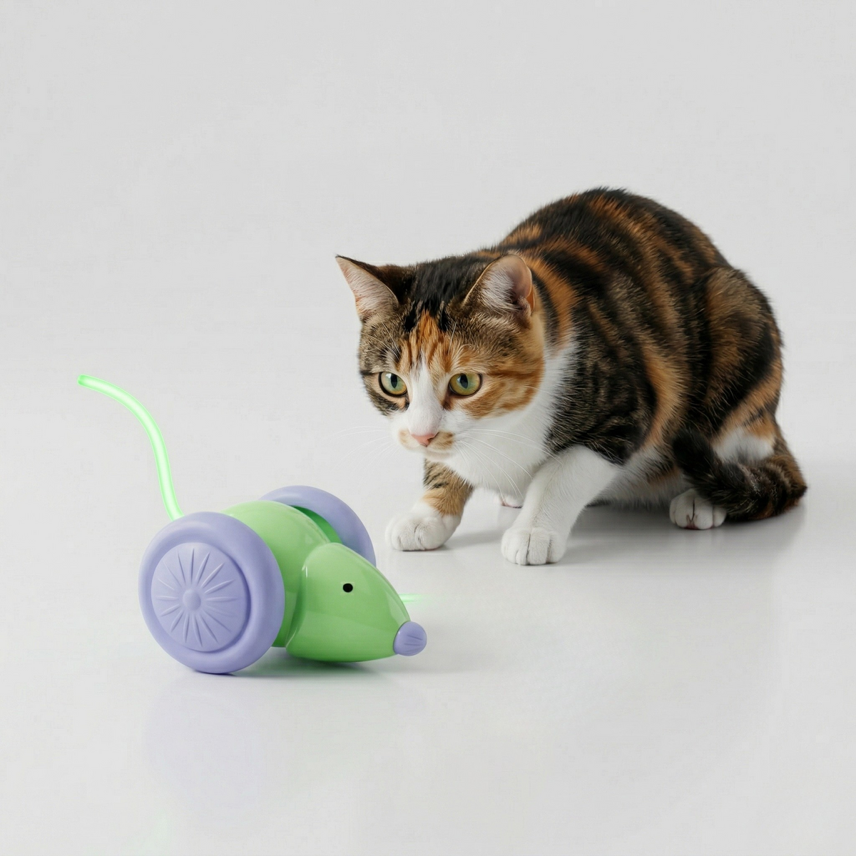 Interactive Cat Mouse Toy with Light-Up LED Tail, USB Rechargeable, 12 Inch