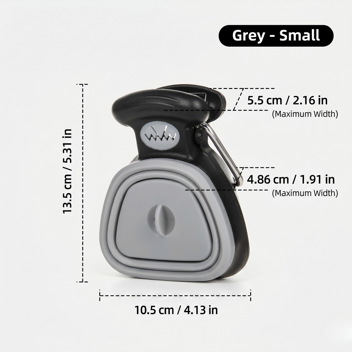 One-Hand Foldable Dog Poop Scooper with Bag Clip and Carabiner, Silicone, Small or Large