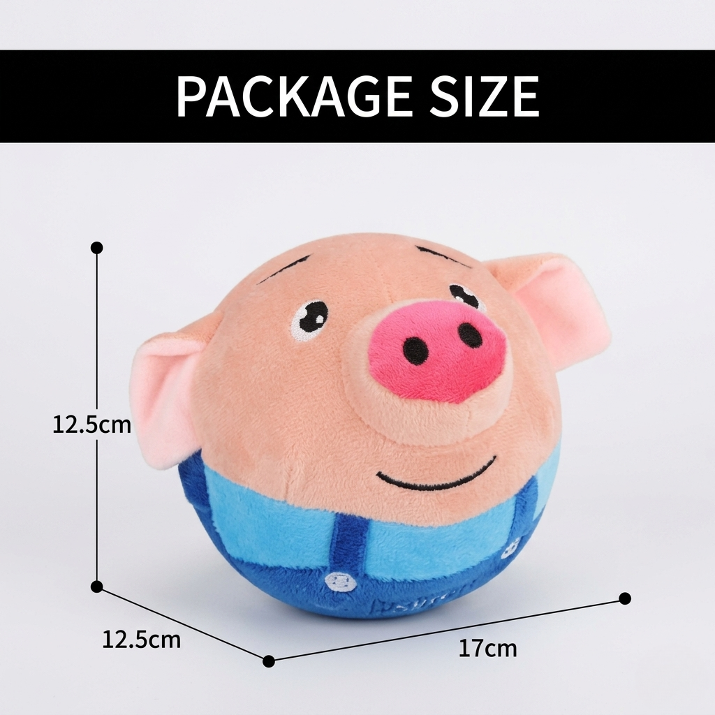 Interactive Jumping Plush Pig Ball for Dogs & Cats, USB Rechargeable with Sound, Removable Cover