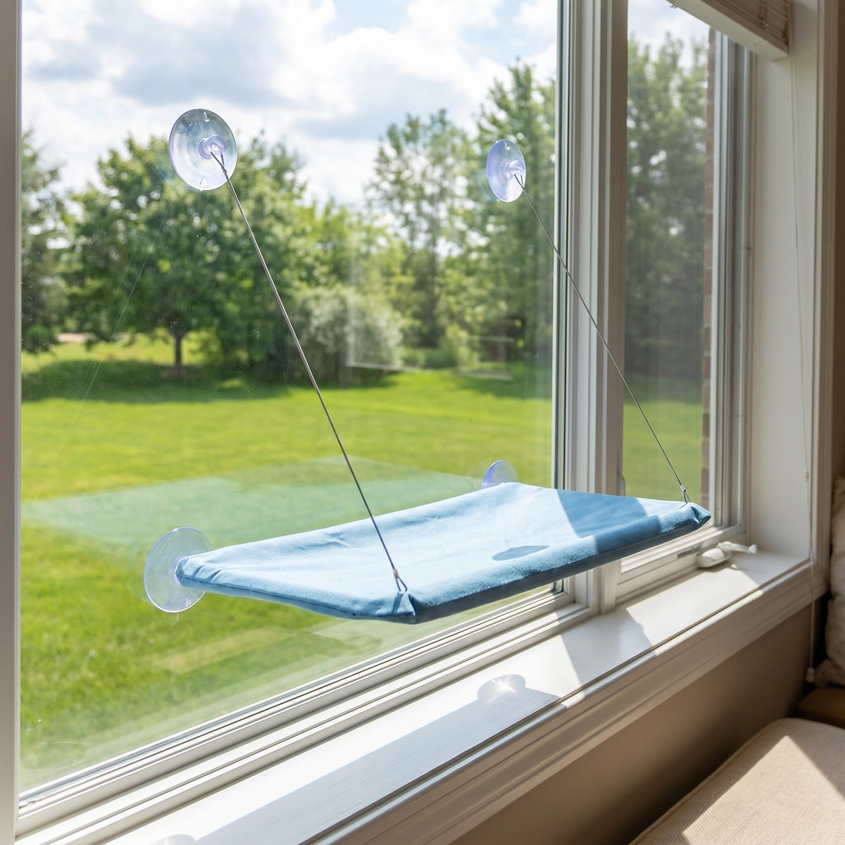 Cat Window Hammock Bed with Suction Cups, Space-Saving Window Perch, Breathable Oxford Fabric