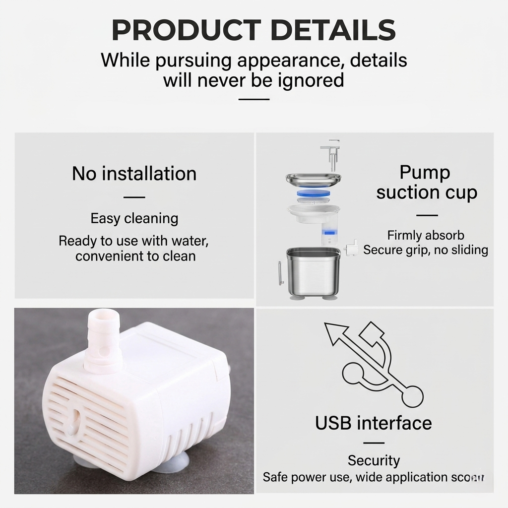 Quiet Circulating Pet Water Fountain for Cats & Small Dogs, Filtered, Under 35 dB, BPA-Free
