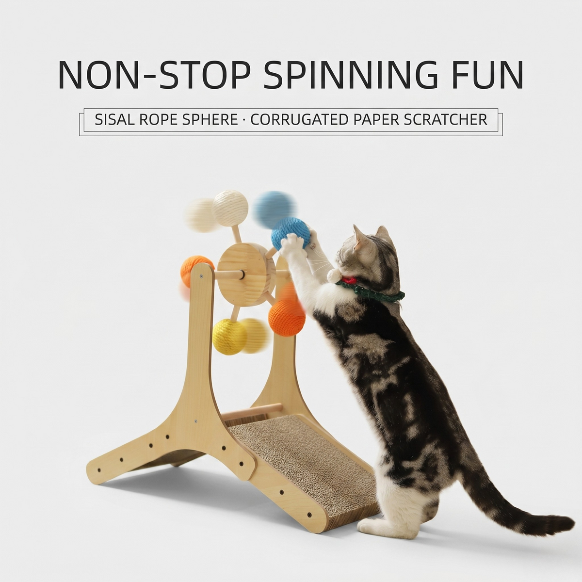 Rotating Ferris Wheel Cat Scratcher with Curved Corrugated Scratching Surface, 3 Styles