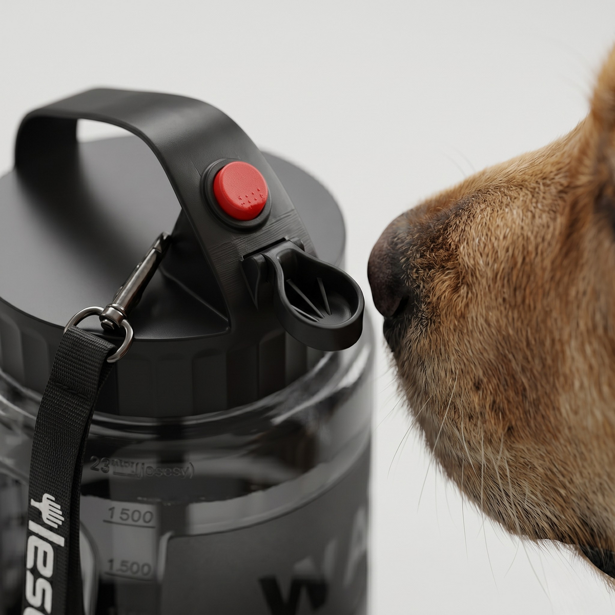 2.2L Dog Travel Water Bottle with Attached Drinking Cup and Flip-Lock Lid for Hiking