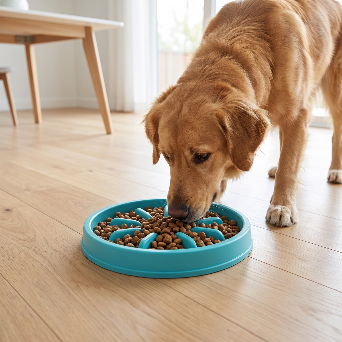 Lake blue interactive puzzle slow feeder plate for dogs and cats, 10 inch