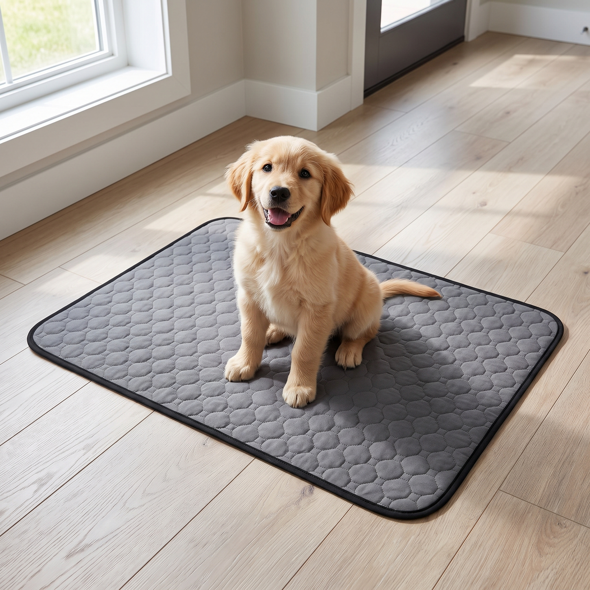 Grey washable reusable pee pad for dogs and cats, waterproof and non-slip