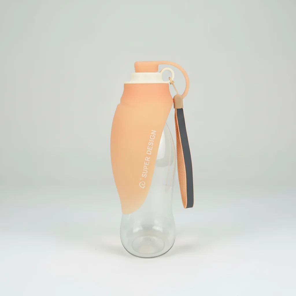 Portable Dog & Cat Water Bottle with Built-In Drinking Tray, One-Hand Leak-Proof Design
