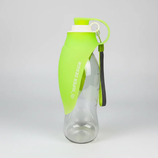Portable Dog & Cat Water Bottle with Built-In Drinking Tray, One-Hand Leak-Proof Design