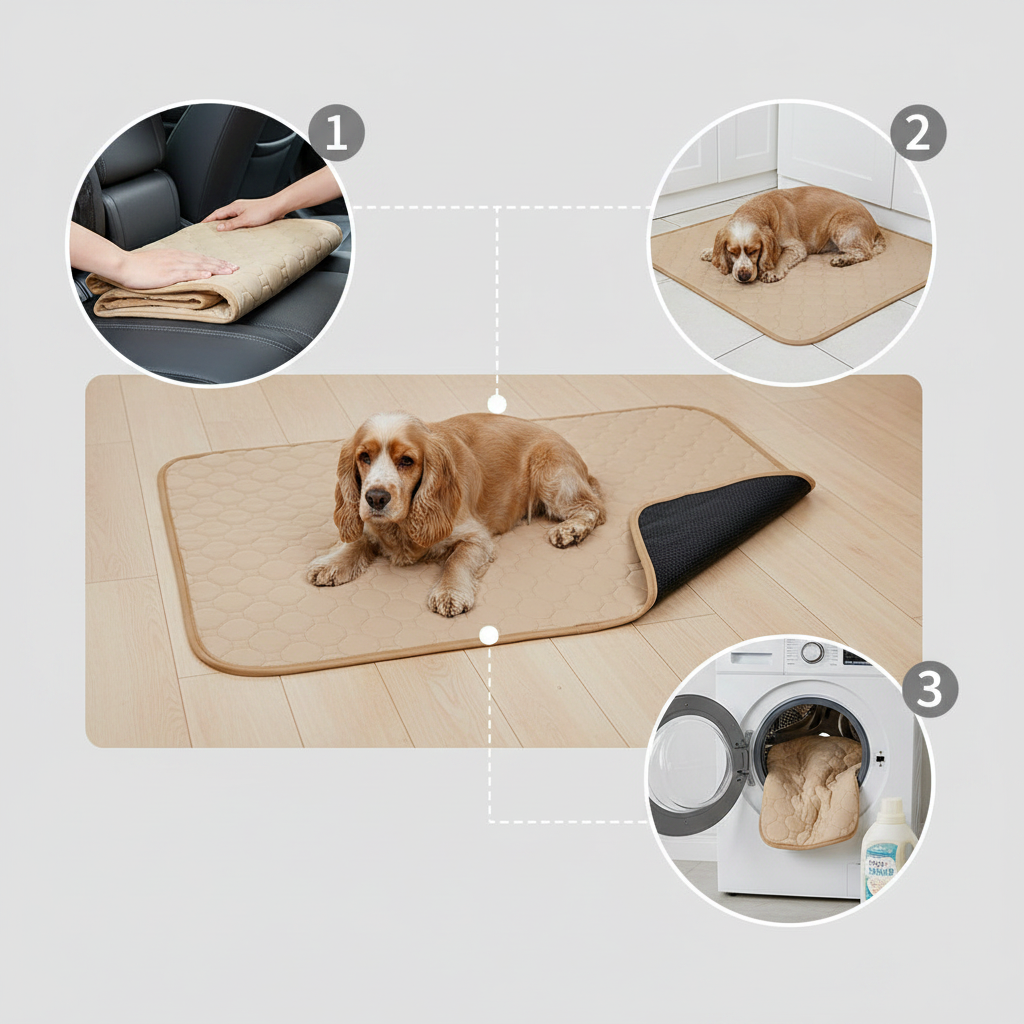Washable Reusable Pee Pads for Dogs & Cats, Waterproof and Non-Slip, Sizes S to XL